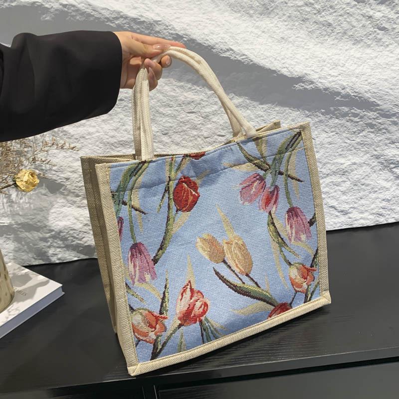 Linen Handbag Bag New Student Versatile Fashion Small Satchel Girl Hand Carry Burlap Bag