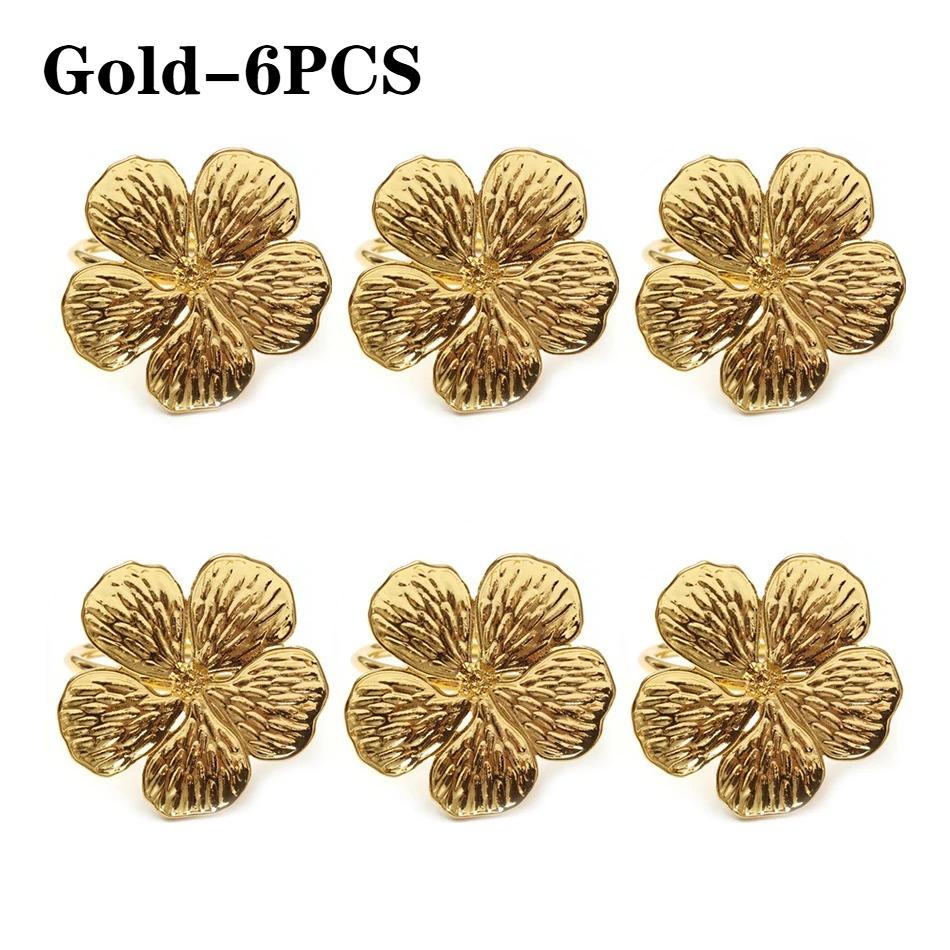 Round Painted White Flower Napkin Ring Five-Petal Floral Plumeria Plant Decorative Napkin Holder for Table Setting Dining Decor