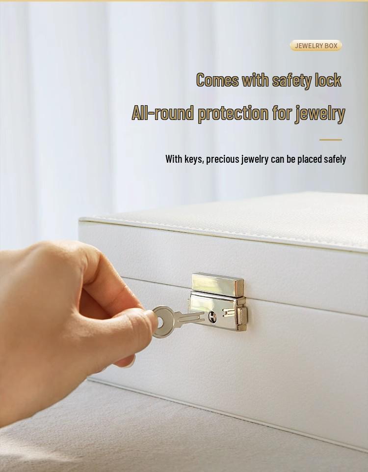 Elegant Multi-Layered PU Leather Jewelry Box with Lock for Earrings, Necklaces, and More