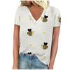 vintage women bee print t shirt short sleeve v neck tops comfortable t-shirts