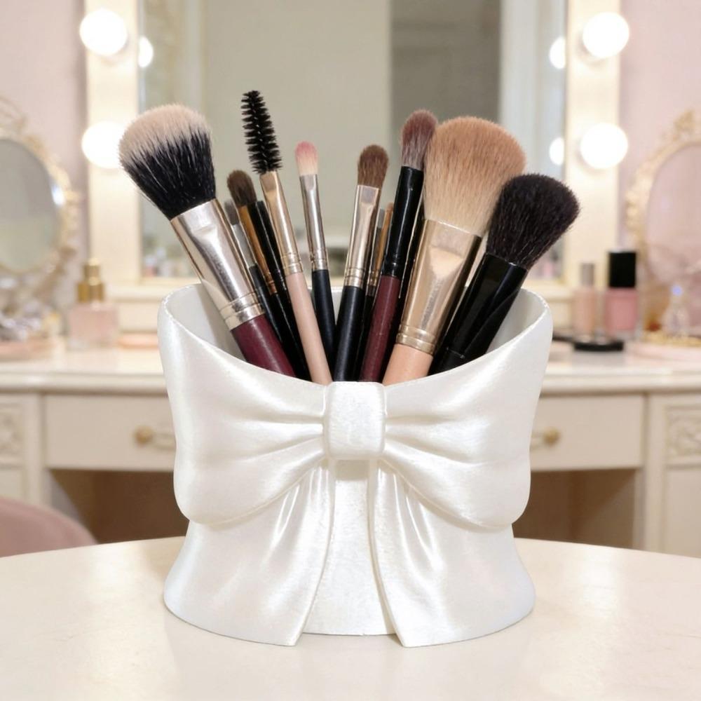 3D Printed 3D Printed Pen Container Bow Cosmetic Brush Organizer Cute Makeup Brush Holder  Desk