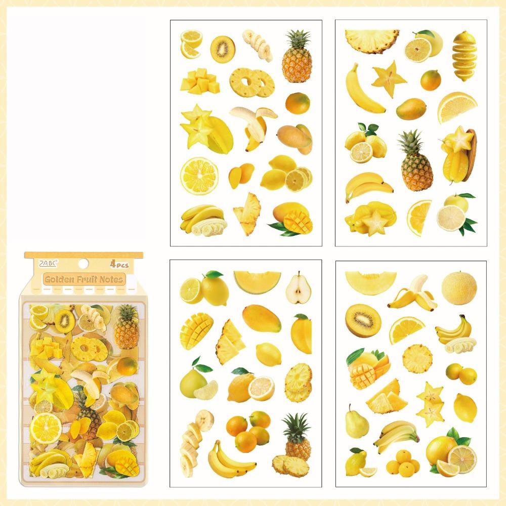 Fresh Cute Style Fruit Stickers Kawaii Style Creative DIY PET Stickers Fruit Theme Decorative Stickers Flat Stickers