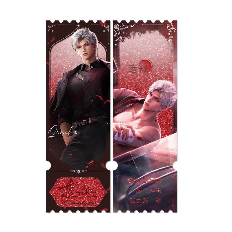 Love & Deepspace Qin Che Dark Point Acrylic Standee Keychain with Double Flash Badge Button