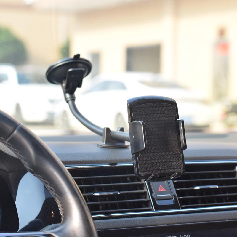 KEEPO Universal Black Extendable Long Arm 360 Adjustable Flexible Windshield & Desktop Car Phone Holder for 4-7 Inch