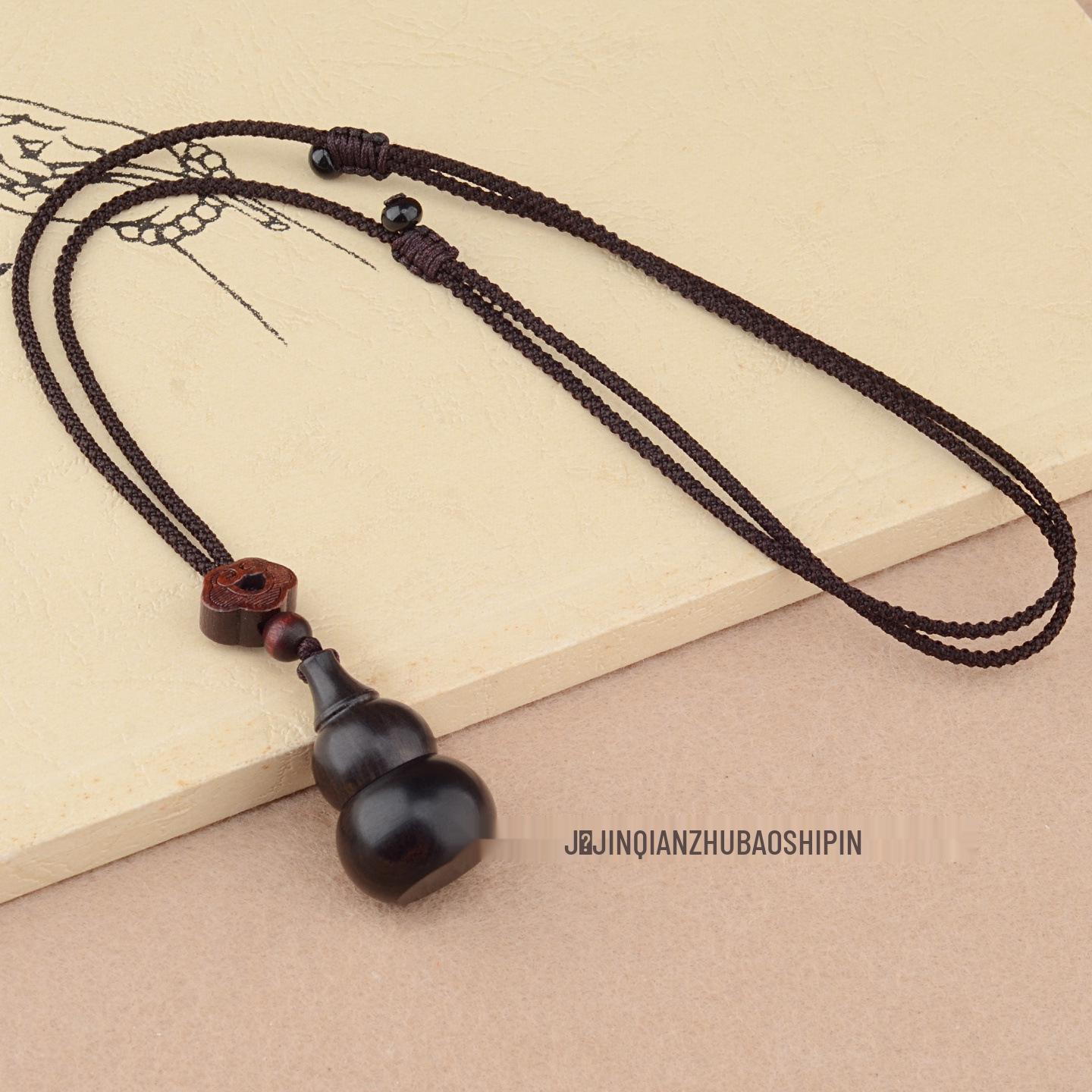 Openable Natural Sandalwood Gourd Necklace - Wooden Hollow Pendant with Ancient and National Style