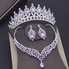 Wunderschöne Kristall Hochzeitskleid Krone Braut Halskette Sets für Frauen Brautschmuck Set Ohrringe Party Tiaras Schmucksets