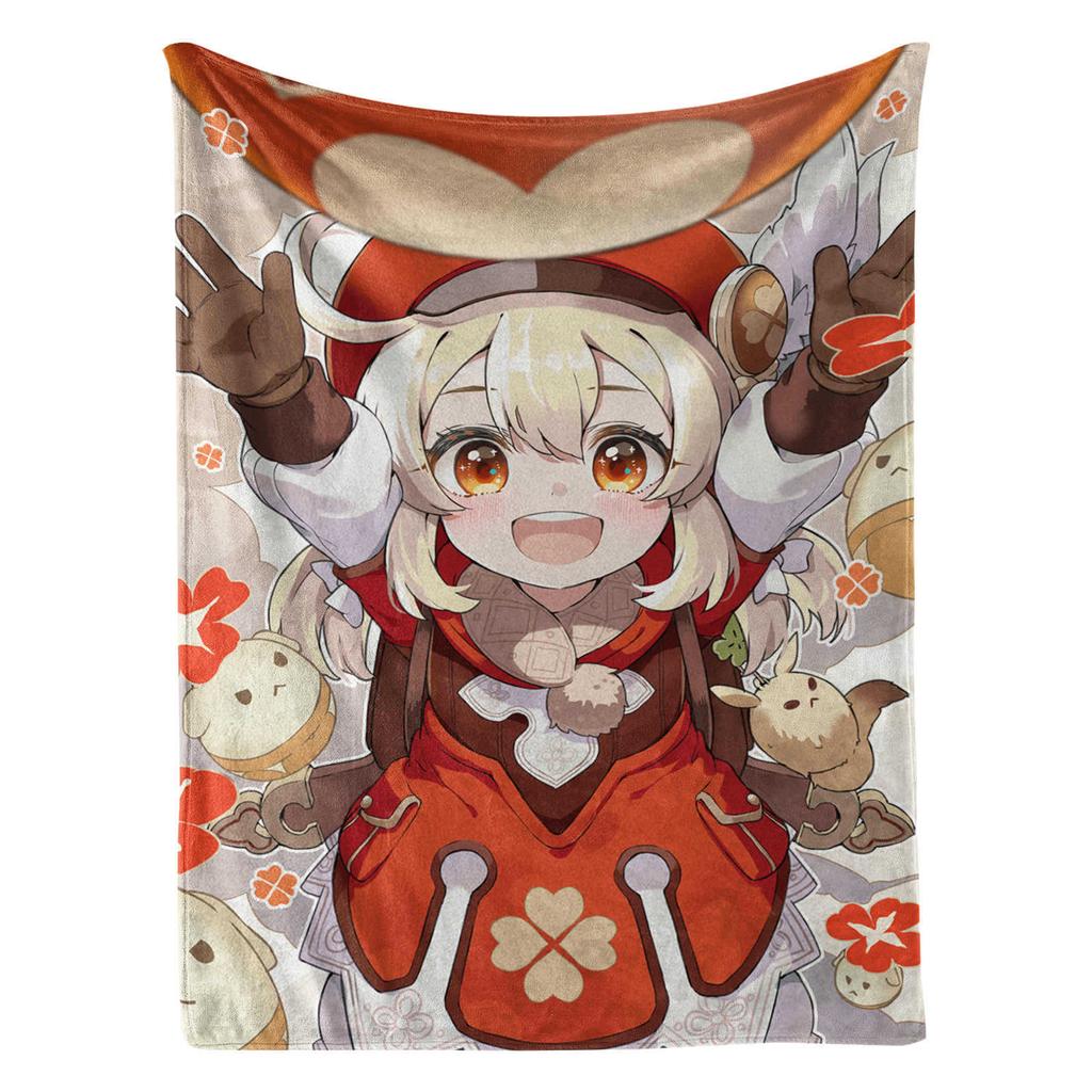 Genshin Impact Klee Cartoon Cute Blanket Cover Warm Soft Anime Flannel Knee Lanket Multifunctional Decoration Universal Blankets