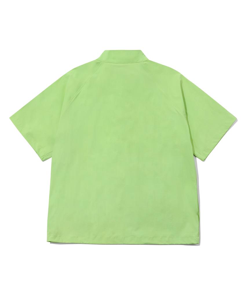 Beentrill Stand Collar Oversized Short Sleeve Anorak (Neon Yellow)