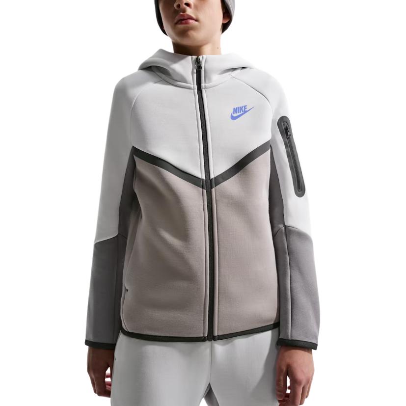 Nike Sportswear Tech Fleece Color Block Logo Hooded Zip-Up Jacket Kids Jackets HV5867-025 M