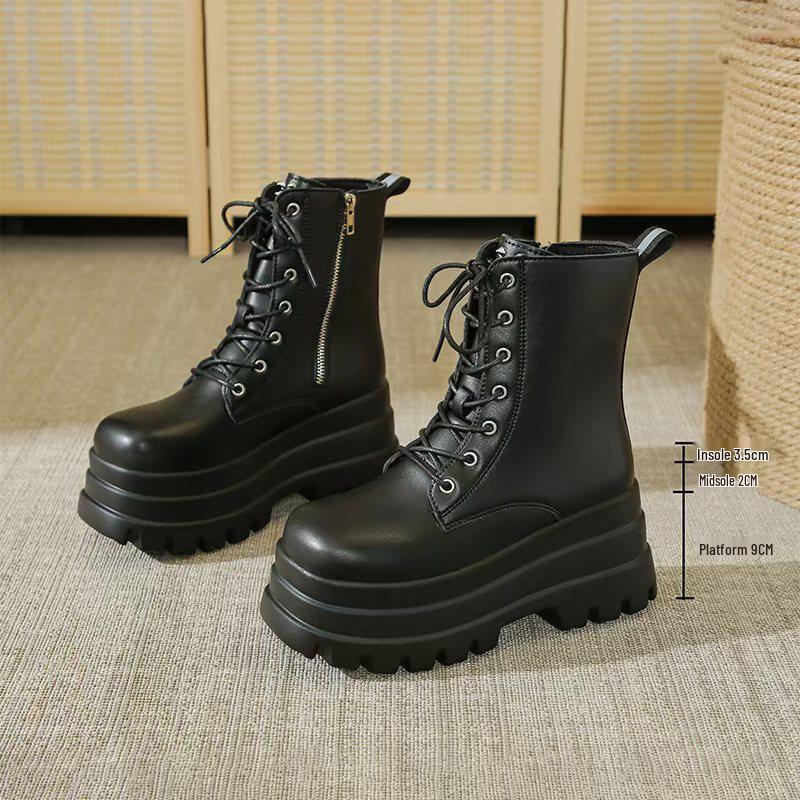 Anime Cosplay Dames Mid-Calf Martin Laarzen - 15cm Hoogte-Verhogend, Dikke Zool, Korte Stijl, Grote Maten Beschikbaar.