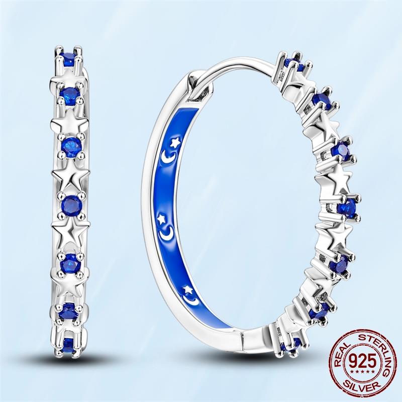 Real Original 925 Sterling Silver Daisy Flower Feather Hoop Heart Stud Earrings Fit Women Fashion Jewelry Engagement Party Gift