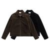 Vintage Old Money Style Fleece Lapel Jacket Men Casual Zip-Up Fall Outerwear