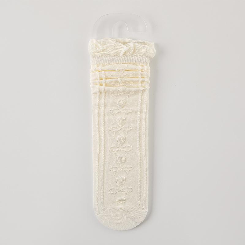 Girls' Summer Lace Mesh Anti-Mosquito Calf Socks - Cute, High Elastic, Versatile, Thin, Mid-Calf.
