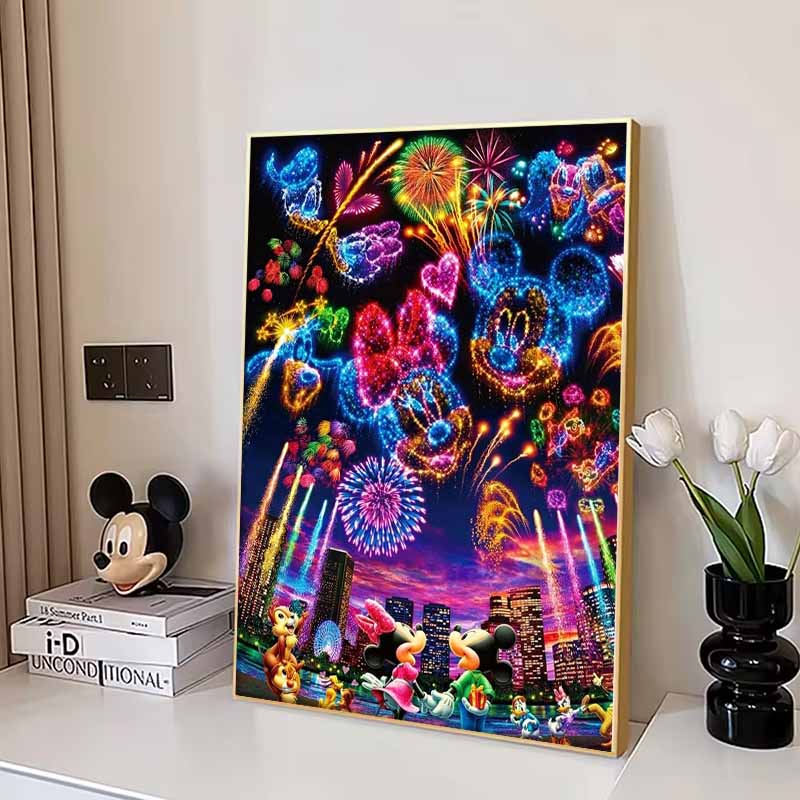 Disney Cartoon Diamond Painting Disney Fireworks Show Dream Carnival Illustration 5D DIY Art Cross Stitch Kit Mosaic Embroidery Home Decor Gift