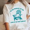 Divertente T-shirt in Cotone con Procione Donna Grafica Manica Corta È Quello Che È e Non è Fantastico
