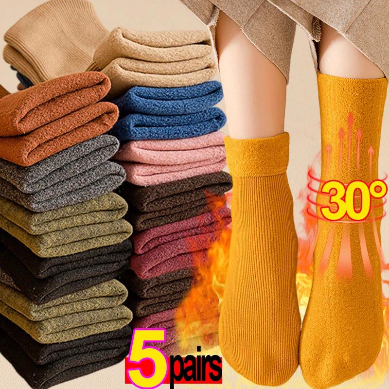 5/3/1Pairs Women Men Winter Socks Warm Thicken Thermal Snow Boots Floor Home Sleeping Socks Soft Velvet Wool Cashmere Sock