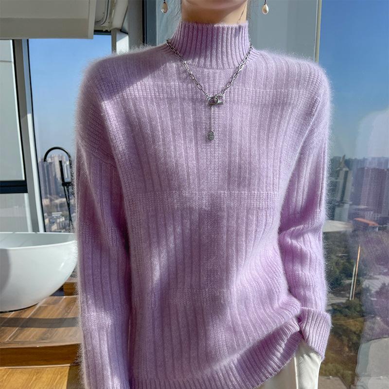 

Утепленный свитер с полувысоким воротом для женщин на осень и зиму, новый высокопрочный кашемировый трикотажный базовый свитер, приятный к коже и теплый XXL