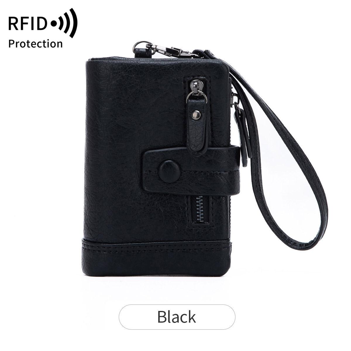 

Fashion Women s Wallet RFID Shielding Multifunctional Buckle Zipper Design Short Coin Purse PU Leather Card Holder
