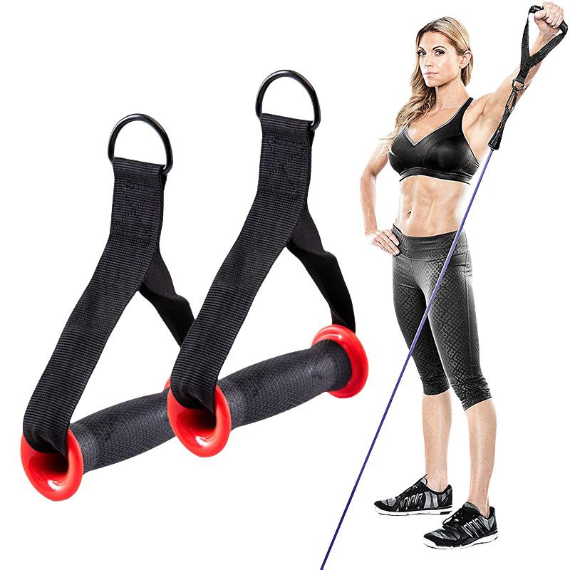 Fitness Resistance Bands Handles Gym Anti-Slip Grip Strong Nylon Webbing Grip Puller Handle Heavy Duty Cable Machine Workout