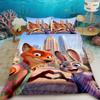 Duvet Cover Set Zootopia Judy Nick Anime with 2 Pillowcase Bedding Set Soft and Skin-friendly Bedroom Decor Holiday Gifts