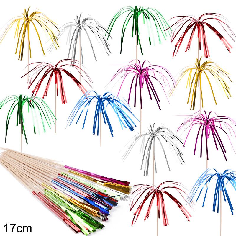 50Pcs Multicolor Fireworks Cocktail Picks Dessert Food Fruit Toothpicks Wedding Birthday Party Cake Topper Decoration Christmas