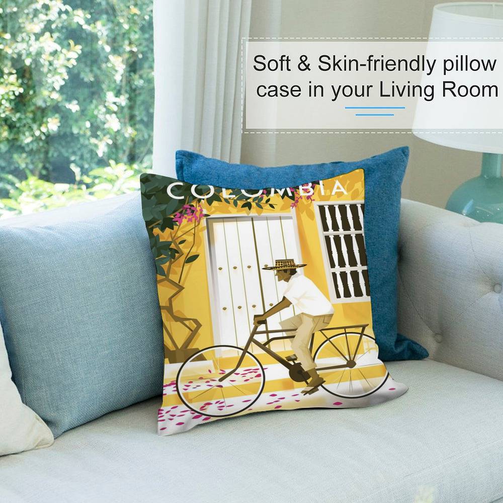 Vintage Colombia Style Pillow Case Short Plush Double-sided Print Square Throw Pillow Covers Sofa Home Cushion Decor