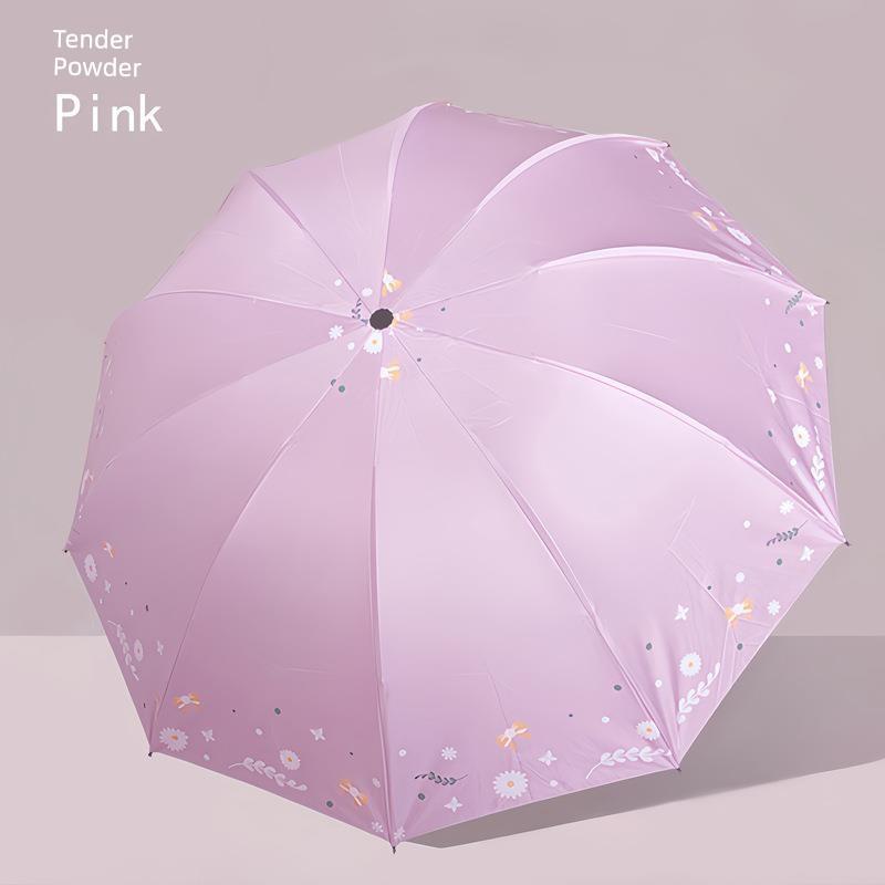 Manual Large Folding Umbrella for Female Students, Dual-Purpose Sun and Rain Umbrella, Sun Protection Umbrella