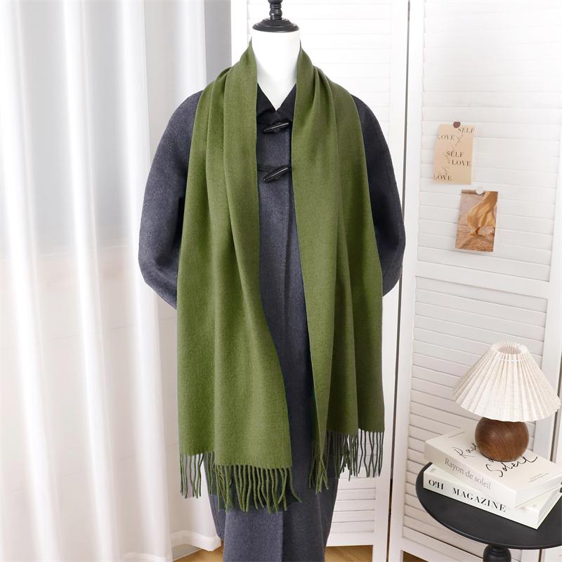 Winter Scarf Women Luxury Autumn Winter Cashmere Scarf Thickened Warm Shawl Classic Tassels Fluffy Scarf Solid Color Soft Shawl