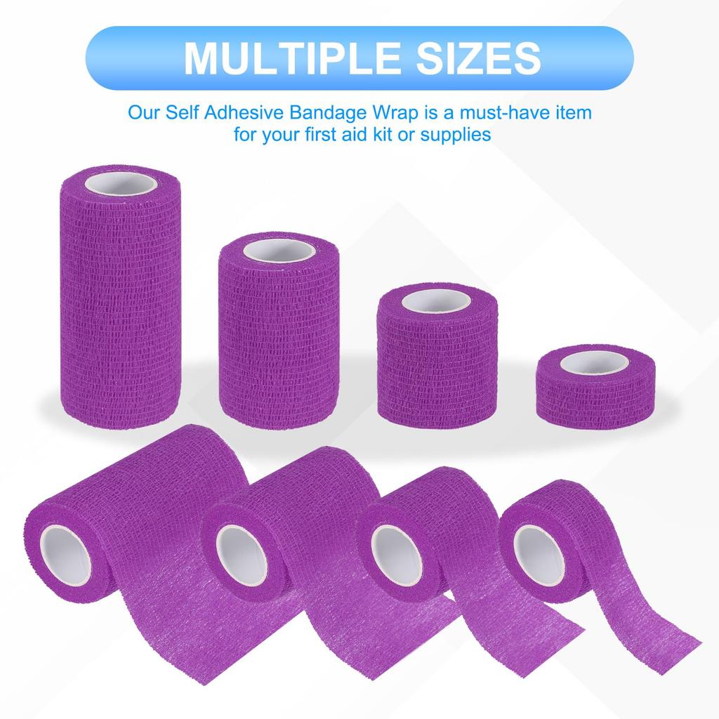 PATIKIL Bandage 16 5 Wrap for Athletic and Outdoor Purple 1"/2"/3"/4" Self-Adhesive Wraps, Count, Yards, Elastic, Breathable, Self-Adhesive Tape,