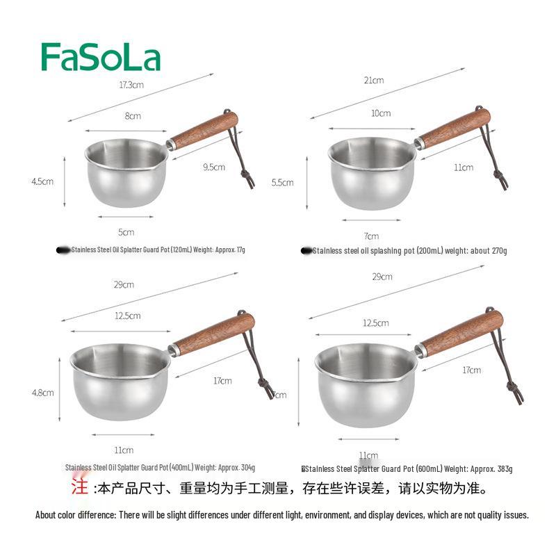 

FaSoLa Stainless Steel Anti-Scald Oil Pot with Wooden Handle 120 ml