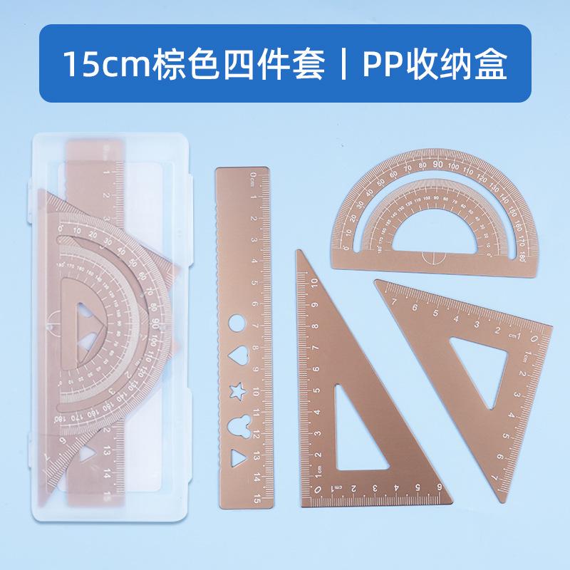 

Набор канцелярских принадлежностей 4 в 1 из алюминиевого сплава, многофункциональная комбинированная линейка из алюминиевого сплава, треугольник, транспортир для рисования ruler