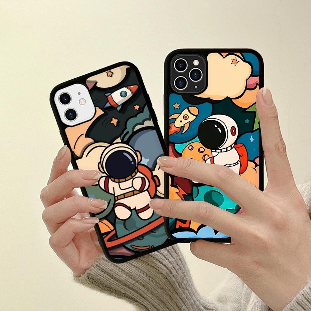Cartoon Astronaut Handyhülle Silikon PC+TPU Für Für iPhone 11 12 13 14 15 16 Plus Pro Max Hülle