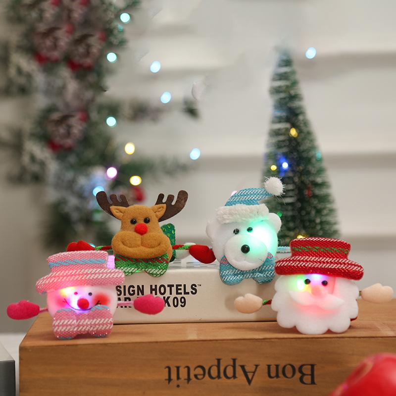 Creative Christmas Children's Gift Glowing Santa Claus Snowman Pat Circle Bracelet Christmas Gift Snap Circle