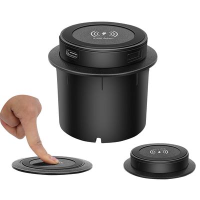46W Furniture Desktop Embedded Table Wireless Charger Station QC3.0 USB Type C PD Fast Charging For iPhone 13 14 12 Samsung S23