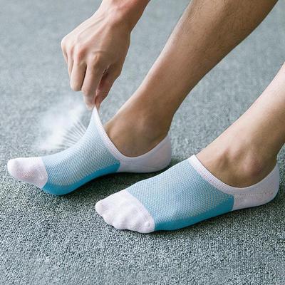 Spring & Summer Men's Mesh Invisible Boat Socks - Striped Silicone Non-Slip Design