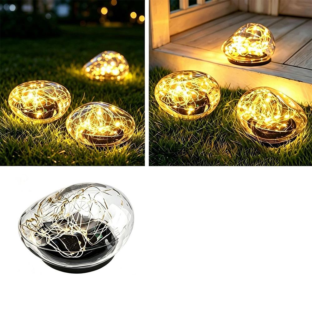 Waterproof Solar Glass Ball Lights Cobblestone Shaped Energy Saving Outdoor Pebble Lamp Solar Powered Warm /Colorful Light