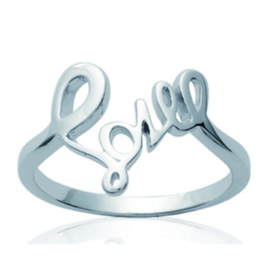 Srebrny pierścionek 'Love' - 15x13 mm