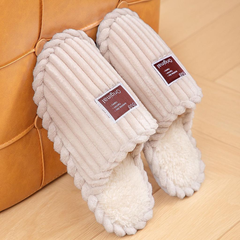Cotton Shoes, Winter Home Cotton Slippers, Large Size Thermal Slippers, One Pedal, Light Shoes, Velvet Half Tray.