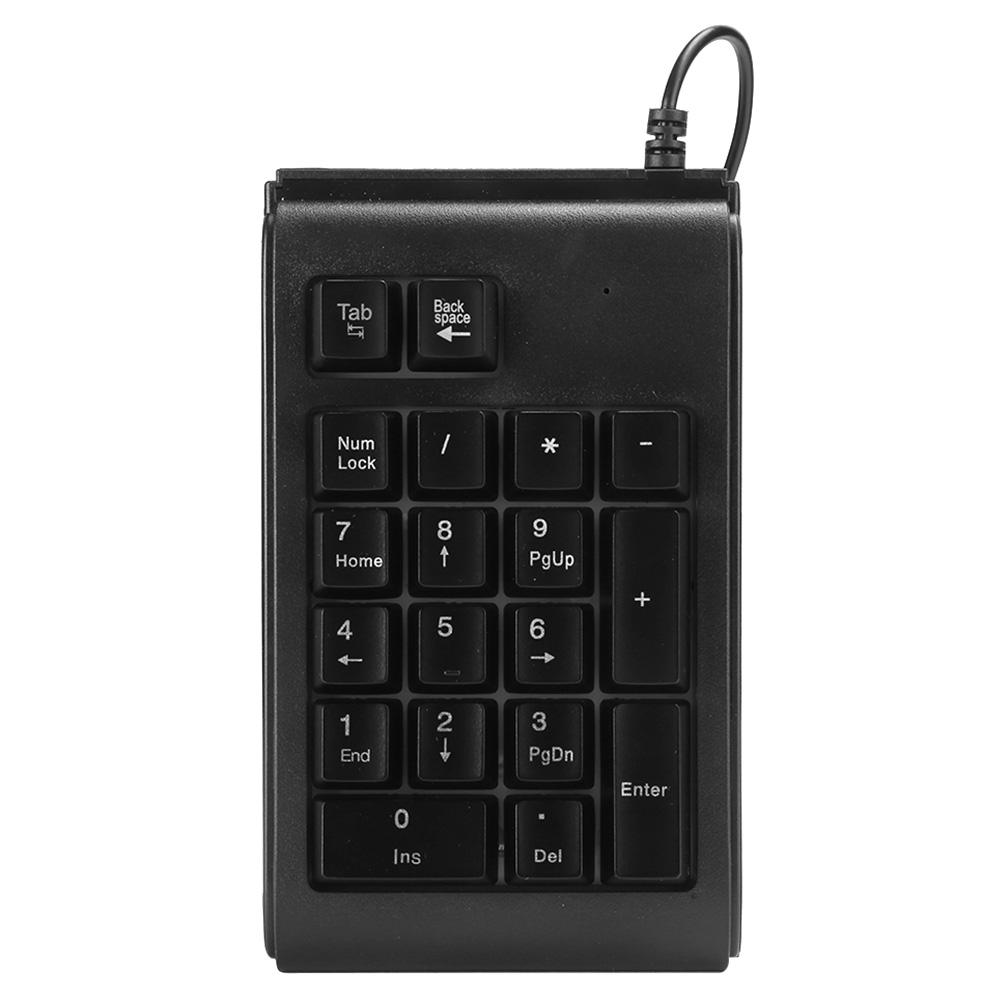 Backlit Keypad USB Wired Numeric 19‑Key Keyboard Mechanical Feel Tricolor Breathing Black(Black )