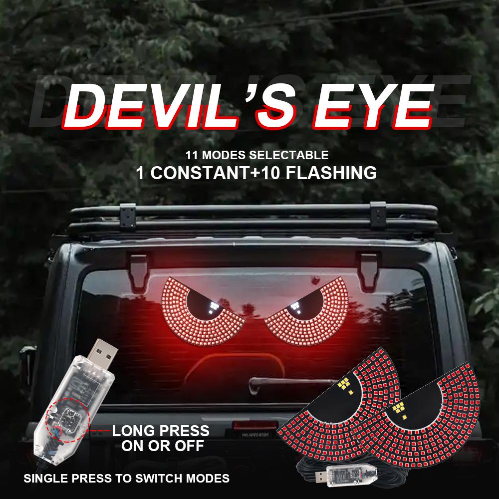 2Pcs Car LED Decorative Light Devil's Eye Strobe USB Red Plug-in Devil Eye Atmosphere Lamp Rear Warning Lamp for Car Windshield