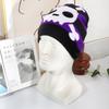 Fashion Color Blocked Striped Skull Pattern Neutral Casual Warm Knitted Hat For Streetwear And Hiphop Fans