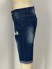 Cross-Border Elastic Ripped Jeans