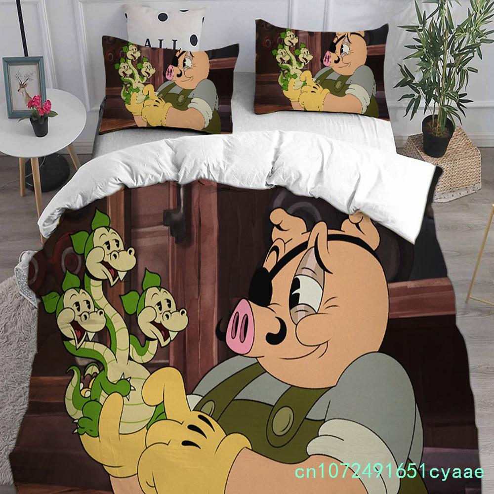 Game Cartoon Cuphead Bedding Sets Comforter Quilt Bed Cover Duvet Cover Pillow Case 2-3 Pieces Sets Kids Adult Size