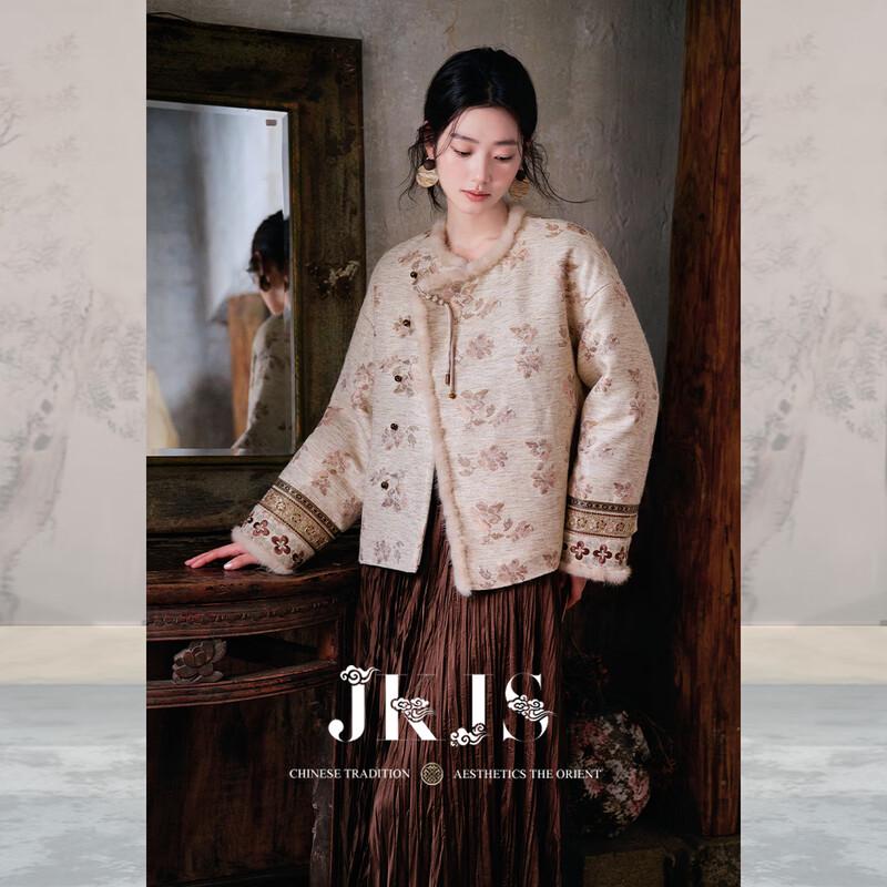 

JK&JS New Chinese Style Floral Jacquard Cotton-Padded Jacket M