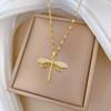 Fashion Luxury Dragonfly Pendant Necklace with Crystal Accents on Chain Suitable for Everyday Wear and Special Occasions