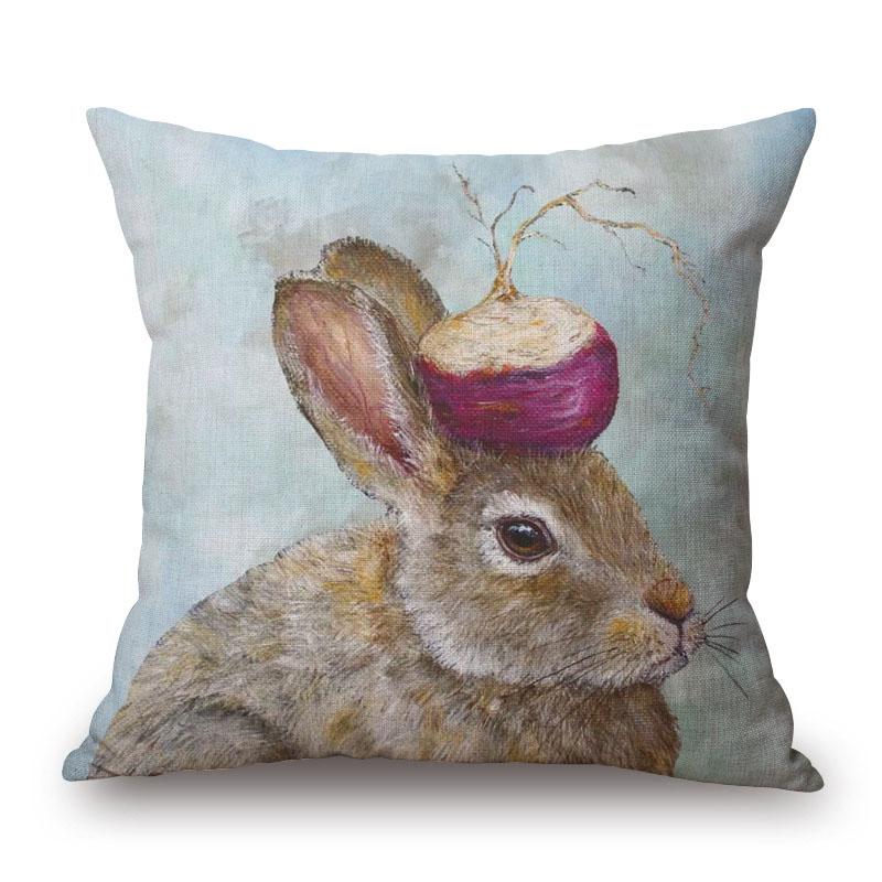 Decorative Cushion Covers Squirrel Bird Bear Fox Animals Pillow Case Modern Decor Flower Pillowcase For Sofa 45X45Cm