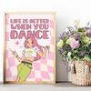 Cartoon Bad Girl Wall Art Poster Print Trendy Pink Apartment Home Decor Pop Culture Dorm Canvas Painting Room Street Dance