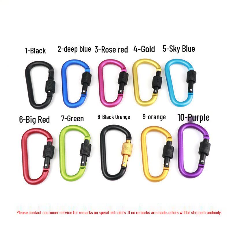 Large D-Type Aluminum Climbing Hook with Quick Link & Keyring