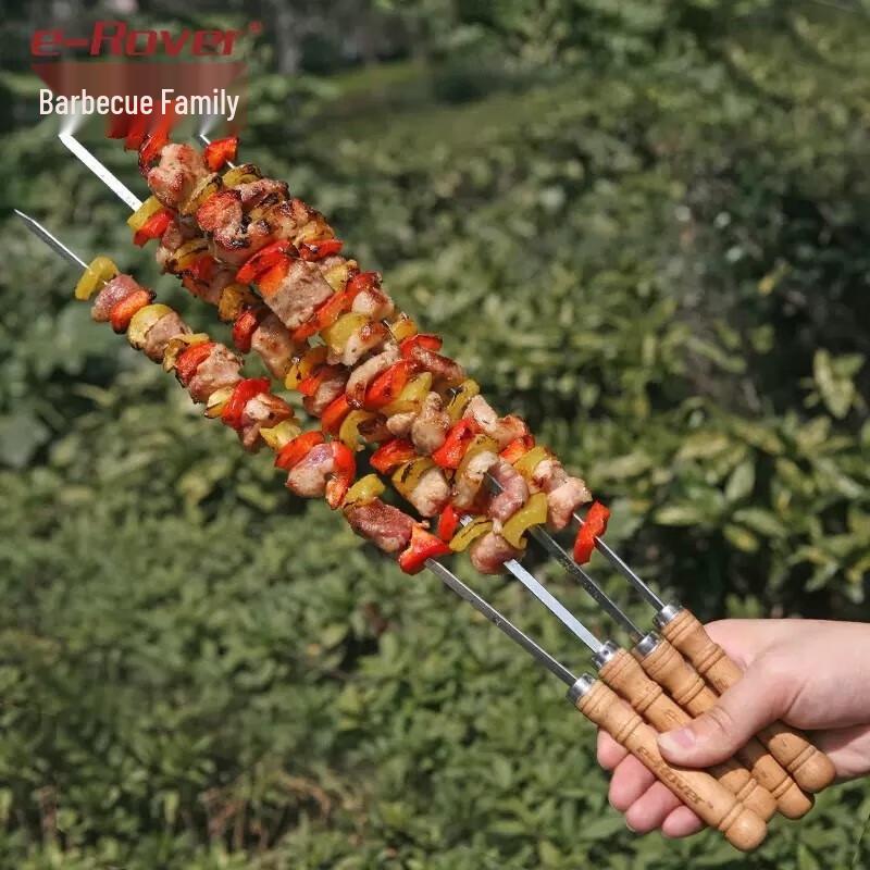 Stainless Steel BBQ Skewers with Wooden Handle