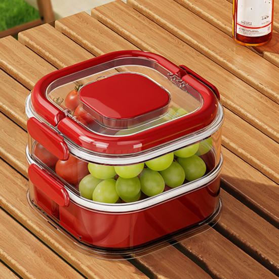 Fruit Storage Box Leak-Proof Sealed Multi-layer Food Container with Partition And Top Storage Portable Lunchbox for Kitchen Outdoor Camping